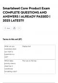 Smartsheet Core Product Exam COMPLETE QUESTIONS AND ANSWERS &vert; ALREADY PASSED &vert; 2025 LATEST&excl;&excl;