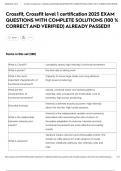 Crossfit&comma; Crossfit level 1 certification 2025 EXAM QUESTIONS WITH COMPLETE SOLUTIONS &lpar;100 &percnt; CORRECT AND VERIFIED&rpar; ALREADY PASSED&excl;&excl;
