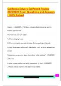 California Drivers Ed Permit Review  2025&sol;2026 Exam Questions and Answers  &vert; 100&percnt; Solved