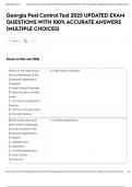 Georgia Pest Control Test 2025 UPDATED EXAM QUESTIONS WITH 100&percnt; ACCURATE ANSWERS &lpar;MULTIPLE CHOICES&rpar;