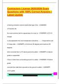 Contractors License 2025&sol;2026 Exam  Questions with 100&percnt; Correct Answers &vert;  Latest Update