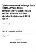 Cyber Awareness Challenge Exam &lpar;2025&rpar; ACTUAL EXAM comprehensive questions and verified accurate solution &lpar;detailed & elaborated&rpar; 2025 TEST&excl;&excl;