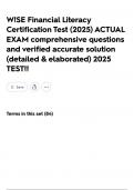 W&excl;SE Financial Literacy Certification Test &lpar;2025&rpar; ACTUAL EXAM comprehensive questions and verified accurate solution &lpar;detailed & elaborated&rpar; 2025 TEST&excl;&excl;