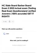 NC State Board Barber Board Exam 2 2025 Actual exam &lpar;Testing Real Exam Questions&rpar;and verified Answers &lpar; 100&percnt; accurate&rpar; GET IT RIGHT&excl;&excl;