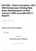 KIN 2501 - Exam 2 &lpar;Jacobsen&comma; LSU&rpar; 2025 Actual exam &lpar;Testing Real Exam Questions&rpar;and verified Answers &lpar; 100&percnt; accurate&rpar; GET IT RIGHT&excl;&excl;