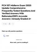 PCN 107 Midterm Exam &vert;2025 Update Comprehensive Frequently Tested Questions And Verified Answers With Rationales&vert;100&percnt; Accurate Answers &vert; Already Graded A&plus;
