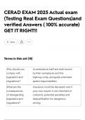 CERAD EXAM 2025 Actual exam &lpar;Testing Real Exam Questions&rpar;and verified Answers &lpar; 100&percnt; accurate&rpar; GET IT RIGHT&excl;&excl;