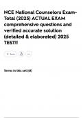 NCE National Counselors Exam-Total &lpar;2025&rpar; ACTUAL EXAM comprehensive questions and verified accurate solution &lpar;detailed & elaborated&rpar; 2025 TEST&excl;&excl;