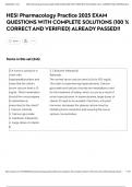 HESI Pharmacology Practice exam2025 EXAM QUESTIONS WITH COMPLETE SOLUTIONS &lpar;100 &percnt; CORRECT AND VERIFIED&rpar; ALREADY PASSED&excl;&excl;
