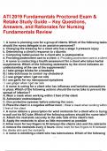 ATI 2019 Fundamentals Proctored Exam & Retake Study Guide &ndash; Key Questions&comma; Answers&comma; and Rationales for Nursing Fundamentals Review