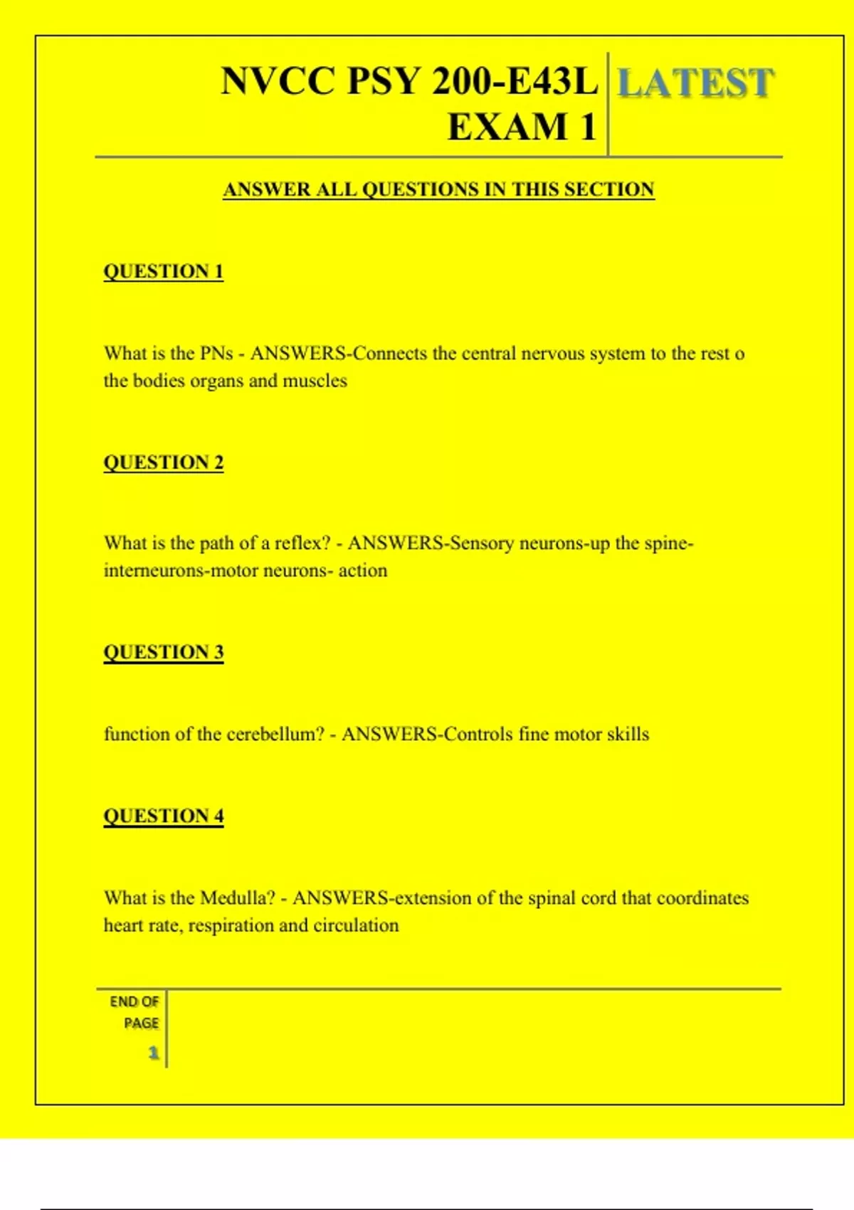 NVCC PSY 200-E43L EXAM 1 QUESTIONS AND ANSWERS 2025 - NVCC PSY 200-E43L ...