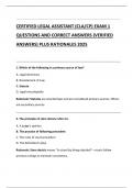 CERTIFIED LEGAL ASSISTANT &lpar;CLA&sol;CP&rpar; EXAM 1  QUESTIONS AND CORRECT ANSWERS &lpar;VERIFIED  ANSWERS&rpar; PLUS RATIONALES 2025