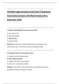 Certified Legal Assistant &lpar;CLA&rpar; Exam 2 Questions  And Correct Answers &lpar;Verified Answers&rpar; Plus  Rationales 2025
