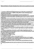 Maternal Newborn Dynamic Quizzing Exam with correct question and answers