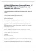 WGU C201 Business Acumen Chapter 17 Financial Management questions and answers with solutions