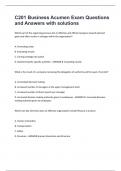 C201 Business Acumen Exam Questions and Answers with solutions&period;