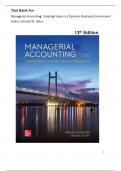 Test Bank  For Managerial Accounting&colon; Creating Value in a Dynamic Business Environment&comma; 13th Edition by Ronald W&period; Hilton &period; All Chapters 1-17
