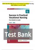 Test bank for Success in Practical&sol;Vocational Nursing &ndash; 10th Edition &ndash; Carroll & Collier &ndash; Complete Test Bank for All Chapters