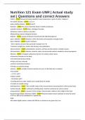 Nutrition 121 Exam UNR &vert; Actual study set &vert; Questions and correct Answers