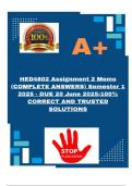 HED4802 Assignment 2 Memo &lpar;COMPLETE ANSWERS&rpar; Semester 1 2025 - DUE 20 June 2025&semi;100&percnt; CORRECT AND TRUSTED SOLUTIONS