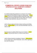 COMMERCIAL DRIVER LICENSE EXAM 2025  UPDATED ACTUAL EXAM WITH CORRECT  SOLUTIONS&period;