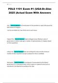 POLS 1101 Exam &num;1 &lpar;UGA-Dr&period;Glas 2025 &vert;Actual Exam With Answers