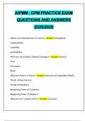AIPMM - CPM PRACTICE EXAM QUESTIONS AND ANSWERS 2025&sol;2026