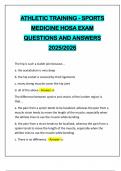 ATHLETIC TRAINING - SPORTS MEDICINE HOSA EXAM QUESTIONS AND ANSWERS 2025&sol;2026