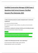 Certified Construction Manager &lpar;CCM&rpar; Exam PACKAGE DEAL NEWEST 2025 COMPLETE QUESTIONS AND CORRECT DETAILED ANSWERS &lpar;VERIFIED ANSWERS&rpar; &vert;ALREADY GRADED A 