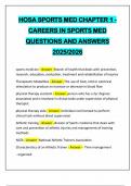 HOSA SPORTS MED CHAPTER 1 - CAREERS IN SPORTS MED QUESTIONS AND ANSWERS 2025&sol;2026