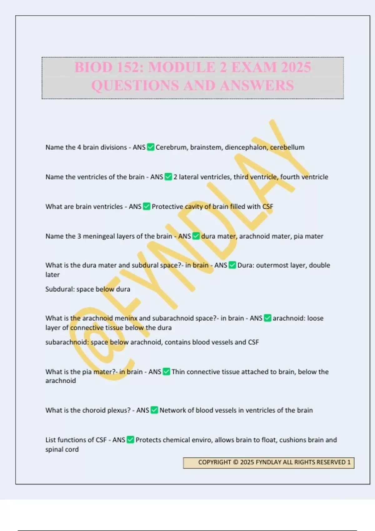 BIOD 152: MODULE 2 EXAM 2025 QUESTIONS AND ANSWERS - Biod 152 - Stuvia US