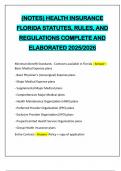 &lpar;NOTES&rpar; HEALTH INSURANCE FLORIDA STATUTES&comma; RULES&comma; AND REGULATIONS COMPLETE AND ELABORATED 2025&sol;2026