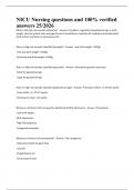 NICU Nursing questions and 100&percnt; verified  answers 25&sol;2026 