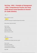 Test Prep - WGU - Principles of Management - C483 &sol; Comprehensive Practice Test Study Guide Newest Actual Questions & Answers &lpar;A&plus; Guide Solutions&period;     Quiz&lowbar;&lowbar;&lowbar;&lowbar;&quest;  Delivery of products or services -       Answer A value chain is the sequence of activities t