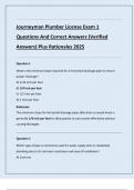 Journeyman Plumber License Exam 1 Questions And Correct Answers &lpar;Verified  Answers&rpar; Plus Rationales 2025