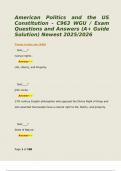 American Politics and the US Constitution - C963 WGU &sol; Exam Questions and Answers &lpar;A&plus; Guide Solution&rpar; Newest 2025&sol;2026 
