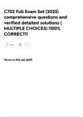 C702 Full Exam Set &lpar;2025&rpar; comprehensive questions and verified detailed solutions &lpar; MULTIPLE CHOICES&rpar; &vert;100&percnt; CORRECT&excl;&excl;