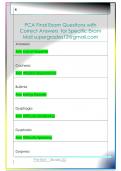 PCA Final Exam Questions with   Correct Answers  for Specific Exam  Mail supergrades12&commat;gmail&period;com 