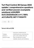 Turf Pest Control 3B Kansas 2025 update &vert;  comprehensive questions and verified answers &lpar;complete solutions&rpar; ASSURED SUCCESS&vert;GRADE A&plus;&excl;&excl; &lpar; 100&percnt; ACCURATE&rpar; GET IT RIGHT&excl;&excl;