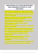 WISCONSIN ATV EXAM QUESTIONS AND ANSWERS RATED A&plus; FOR SUCCESS