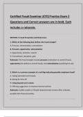 Certified Fraud Examiner &lpar;CFE&rpar; Practice Exam 2 Questions and Correct answers are in bold&period; Each  includes a rationale&period;