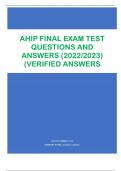 AHIP Final Exam &lpar;2022&sol;2023&rpar; &vert;Test Questions and Verified Answers&vert;