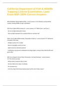 California Department of Fish & Wildlife Trapping License Examination&comma; Laws Exam With 100&percnt; Correct Answers