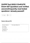 SWPPP Test 2025&vert; COMPLETE EXAM SET &lpar;questions and verified answers&rpar;frequently most tested questions &vert; already passed&excl;&excl;