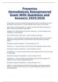 Fresenius Hemodialysis Reengineered Exam &ndash; Questions and Answers &ndash; 2025&sol;2026 Edition