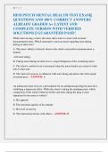 HESI PSYCH MENTAL HEALTH TEST EXAM&vert;&vert;  QUESTIONS AND 100&percnt; CORRECT ANSWERS  ALREADY GRADED A&plus; LATEST AND  COMPLETE VERSION WITH VERIFIED  SOLUTIONS &vert;&vert; GUARANTEED PASS&excl;&excl; 