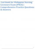 Test Bank for Philippine Nursing Licensure Exam &lpar;PNLE&rpar; &vert; Comprehensive Practice Questions & Answers