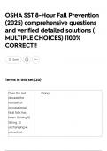 OSHA SST 8-Hour Fall Prevention &lpar;2025&rpar; comprehensive questions and verified detailed solutions &lpar; MULTIPLE CHOICES&rpar; &vert;100&percnt; CORRECT&excl;&excl;