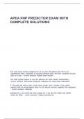 APEA FNP PREDICTOR EXAM WITH COMPLETE SOLUTIONS