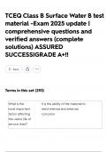 TCEQ Class B Surface Water B test material -Exam 2025 update &vert; comprehensive questions and verified answers &lpar;complete solutions&rpar; ASSURED SUCCESS&vert;GRADE A&plus;&excl;&excl;